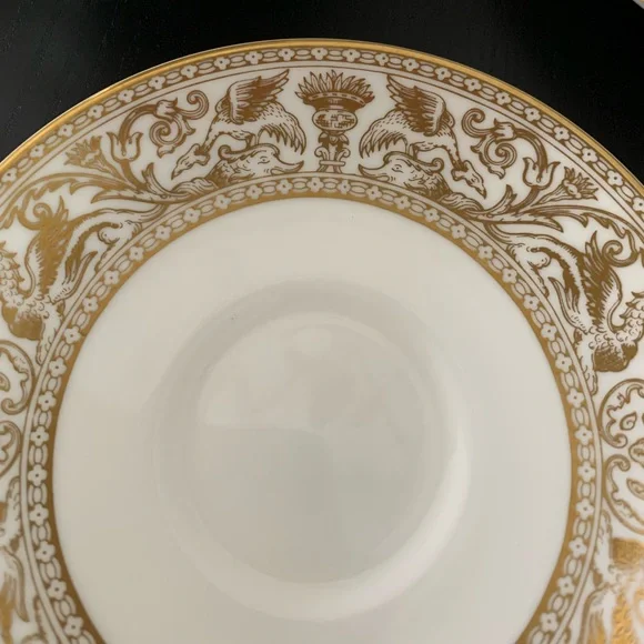WEDGWOOD England Bone China GOLD FLORENTINE W4219 Cream Soup And Saucer set of 3 - Picture 12 of 16